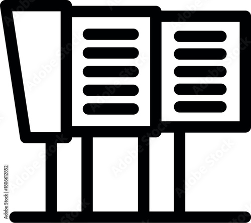 Simple design of an outdoor information stand displaying multiple pages of information
