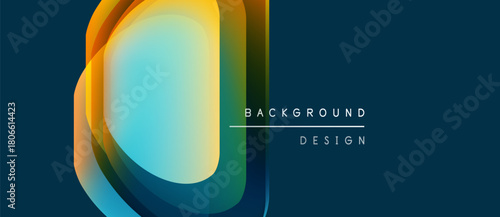 Abstract layers create dynamic visual effect. Blue, yellow hues blend, forming modern background design. Minimalist text complements composition.