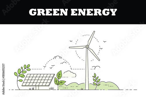 Embrace clean energy solutions with modern wind turbine and solar panel, powering a brighter future for sustainable living and environmental awareness today