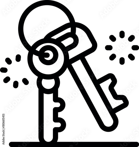 Key with key ring unlocking a padlock, symbolizing access, security, and problem solving