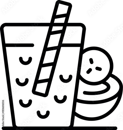 Glass of detox water with cucumber slice and striped straw, embodying a healthy lifestyle