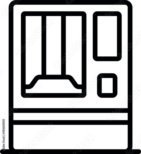 Simple line icon of a modern elevator, symbolizing accessibility and vertical transportation within buildings