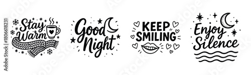 Inspirational hand-drawn quotes with cozy and serene themes