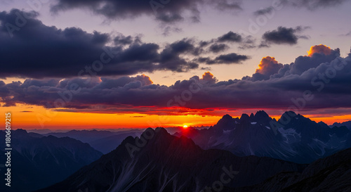 Sunset Over Mountain Peaks