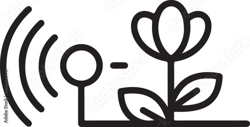Wireless plant sensor flower outline drawing illustration smart agriculture technology remote farming monitoring internet of things device
