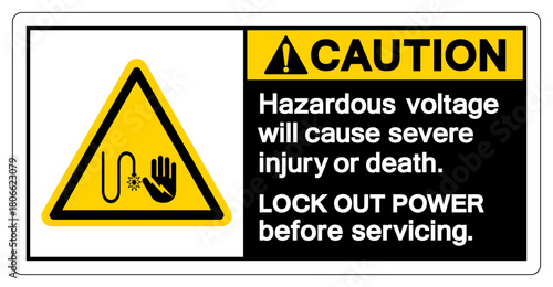 Caution Hazardous voltage will cause severe injury or death Symbol Sign, Vector Illustration, Isolate On White Background Label .EPS10