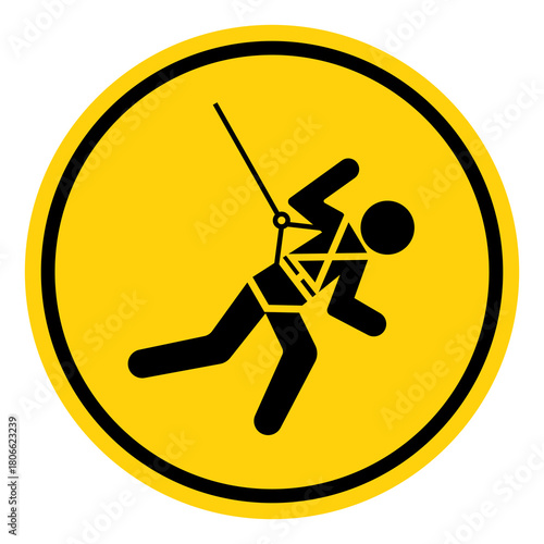 Body Harness And Lifeline Required Symbol Sign, Vector Illustration, Isolate On White Background Label. EPS10