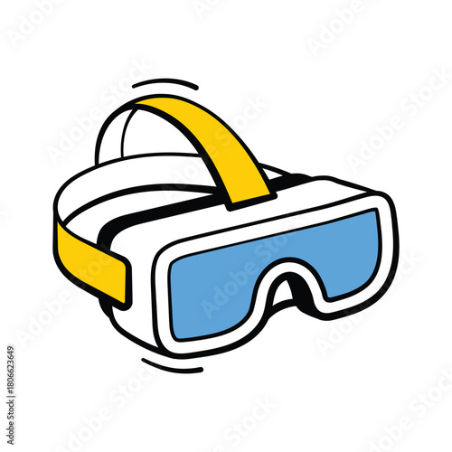 Futuristic VR goggles doodle icon designed for immersive virtual reality