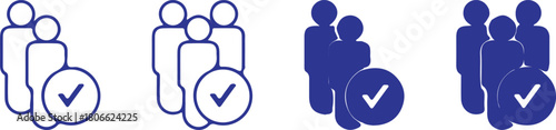 people group bule check icons set vector design 