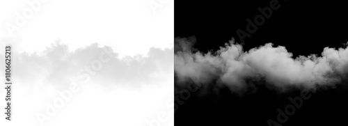 Smoke fog effect on white and black background for compositing and visual effects isolated on transparent background