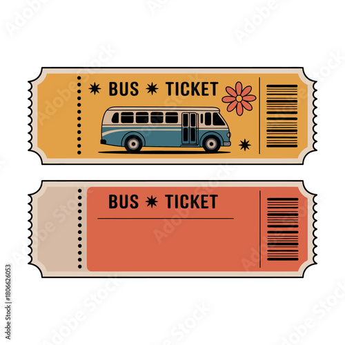 Vintage bus tickets represent travel and transport options for journeys.