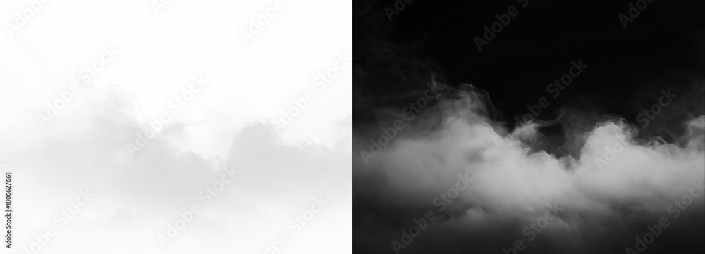 Fototapeta premium Monochrome Fog in contrasting light and dark, creating a dramatic atmosphere isolated on transparent background