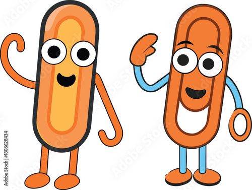 paperclip cartoon vector, stationery tool clipart, office supply illustration, cute stationery svg, funny paper clip design, creative office artwork, kawaii clip character, colorful supply png, minima