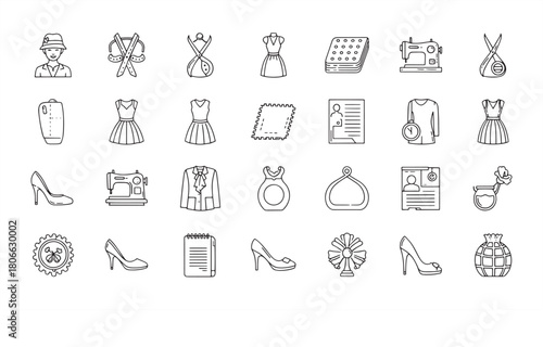 Fashion & Clothing Icon Set – Apparel, Accessories, Sustainable Wear, and Style Symbols