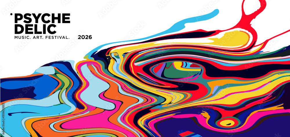 Obraz premium Vector of fluid groovy hippie 70s backgrounds. swirl, twirl pattern. Y2k aesthetic. Social Media Stories Template, distorted and Twisted texture in trendy retro psychedelic style for music and art