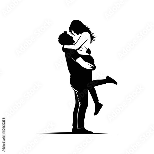 silhouette of a man carrying his lover