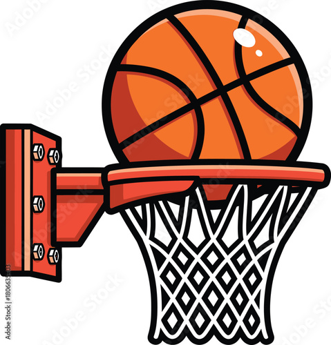 Basketball hoop vector illustration, Basketball icon, basketball ring logo, basketball hoop and net vector isolated on white background