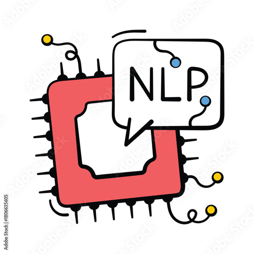 Check this premium hand drawn icon of nlp chip, ready to use