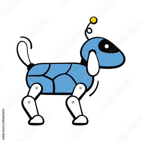 A hand drawn style icon representing robot dog