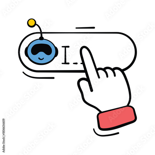 Smart AI powered search engine, trendy doodle style vector