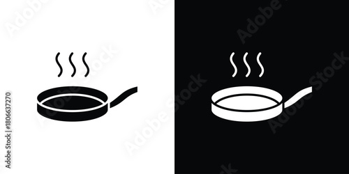 Pan frying icon design concepts. Clipart design set