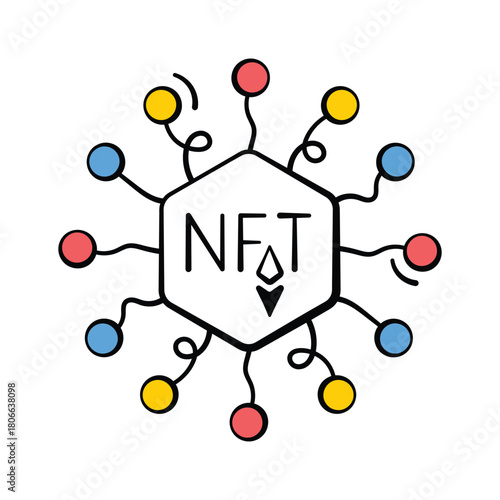Creatively designed amazing hand drawn icon of nft token, ready to use