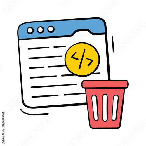 Take your hold on this creative hand drawn icon of code deletion
