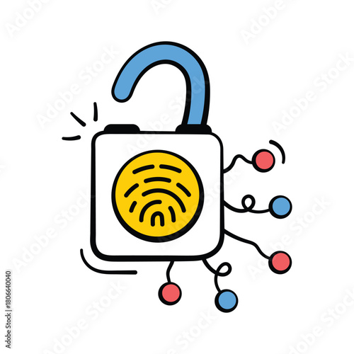 Well designed hand drawn doodle icon of smart lock