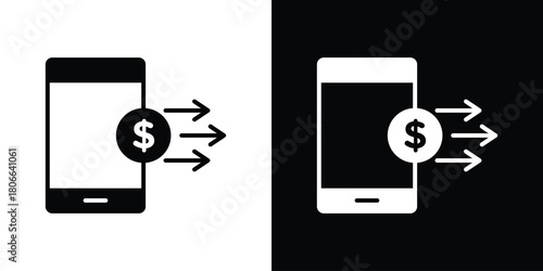 Send money smartphone icon design concepts. Clipart design set