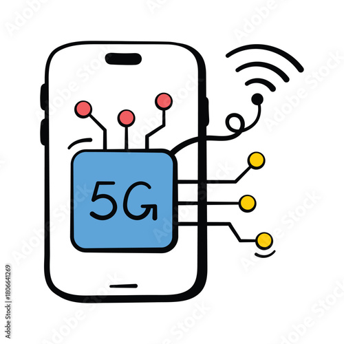An amazing hand drawn icon of 5g technology, premium vector