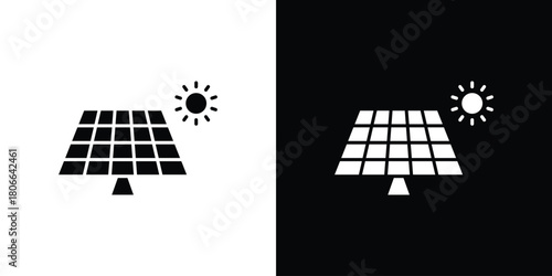 Solar panel icon design concepts. Clipart design set