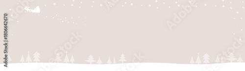 クリスマスの背景素材　サンタクロースとトナカイ　クリスマスツリー　フレーム素材　バナーサイズ　