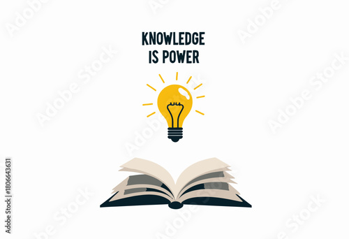 Open book with illuminating light bulb symbolizing the power and enlightenment of knowledge, showcasing the transformative impact of learning and discovery