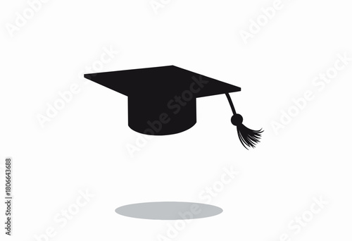 Illustration of a Traditional Graduation Cap with a Black Tassel and Red Accent on a White Background Symbolizing Academic Achievement