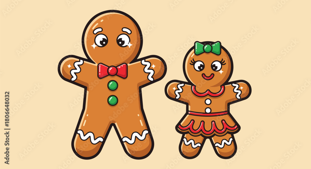 Obraz premium Cute Gingerbread Character Mascot Vector Illustration