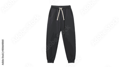 Dark Gray Sweatpants with White Drawstring on White Background Keywords: sweatpants, pants, trousers, joggers, athletic, casual, loungewear, comfortable, clothing, apparel