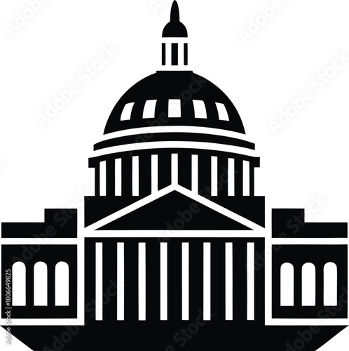 Abstract national assembly building icon with geometric shapes