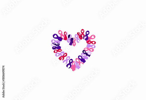 Heart Shaped Ribbon Arrangement Symbolizing Compassion and Support for Diverse Causes and Awareness Initiatives