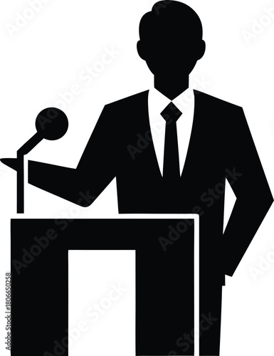 Public speaker silhouette icon representing communication and presentation