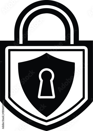 Secure election voting lock icon with shield and checkmark