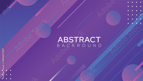 Vibrant purple and blue abstract background with geometric shapes and lines