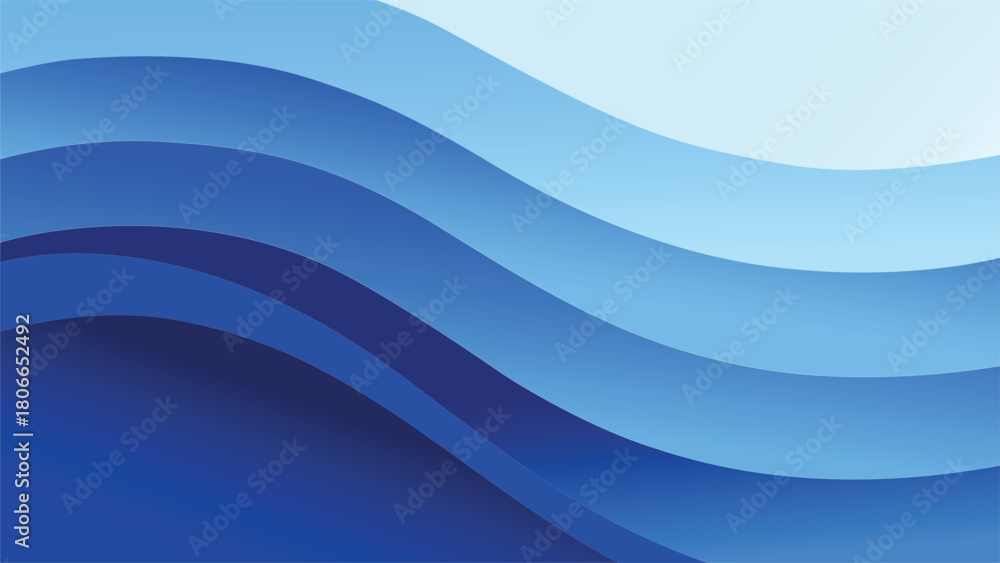 Fototapeta premium Abstract flowing blue layers create a dynamic and modern background design