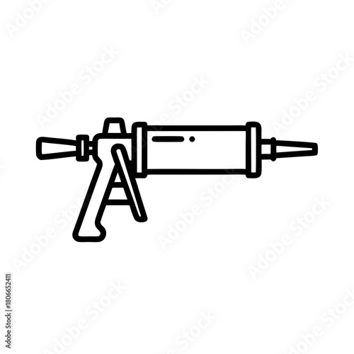 Grease gun in black outline design for car mechanics concept  