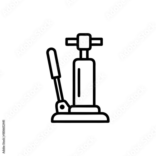 Hydraulic jack in minimalist design with simple lines and details  