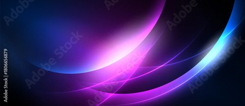 Abstract waves, vibrant colors blend. Purple, blue, pink hues create dynamic light effect. Smooth curves suggest movement, energy.