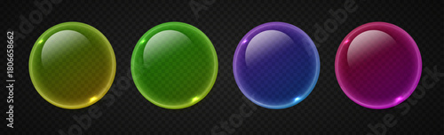 Glossy 3D glass circle button with soft gradient and transparent lens texture. Modern circular icon for tech interface and creative digital backgrounds.