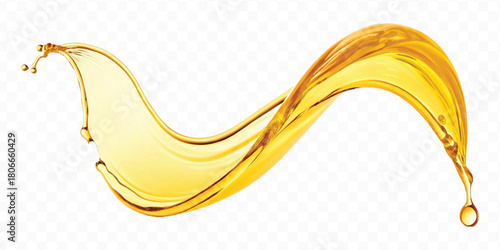 realistic fresh liquid honey or oil splash in curve style isolated on transparent background