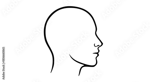 A simple, minimalist outline drawing of a human head in profile, showing the face.