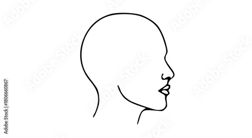 Simple black and white line drawing of a human head in profile, showing facial features.