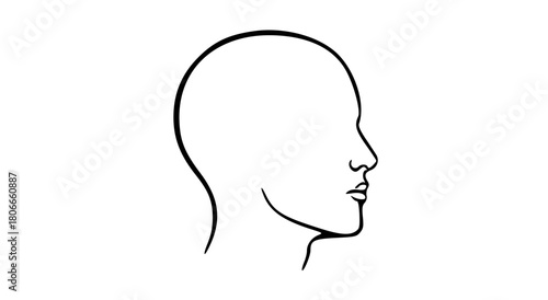 A simple black and white line drawing of a human head in profile, showing the outline.